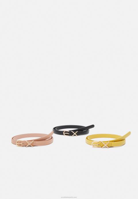 mujer Pack de 3 cinturones negro/color oro rosa/amarillo mostaza Anna Field 84Z82750