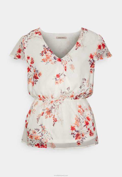mujer blusa de gasa con cinturón cruzado blanco/rojo Anna Field 84Z8691