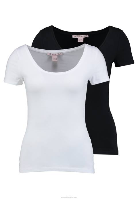 mujer Pack de 2 camisetas básicas negro/blanco Anna Field 84Z8293