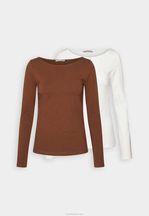 mujer Pack de 2 tops manga larga marrón/blanco Anna Field 84Z8584