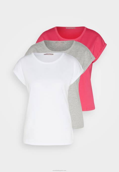 mujer Pack de 3 camiseta básica blanco/gris claro jaspeado Anna Field 84Z8344
