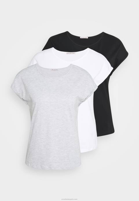 mujer Pack de 3 camisetas básicas negro/blanco/gris claro jaspeado Anna Field 84Z8266
