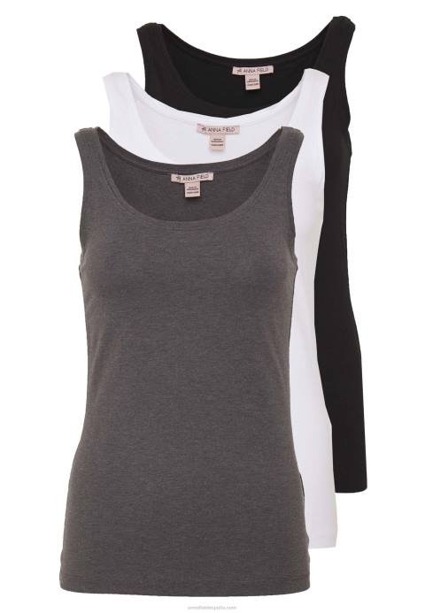 mujer basic tank 3er pack top negro blanco mottl Anna Field 84Z8434