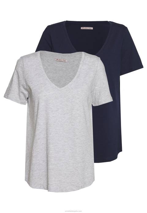 mujer camiseta basica jaspeada gris claro/azul Anna Field 84Z8334