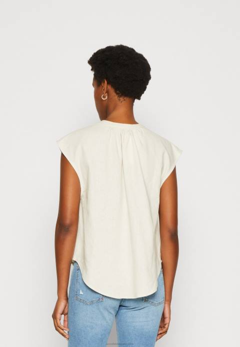 mujer camiseta mezcla lino estampado camisero beige Anna Field 84Z8336