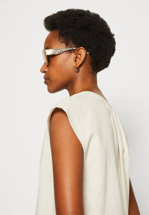 mujer camiseta mezcla lino estampado camisero beige Anna Field 84Z8336