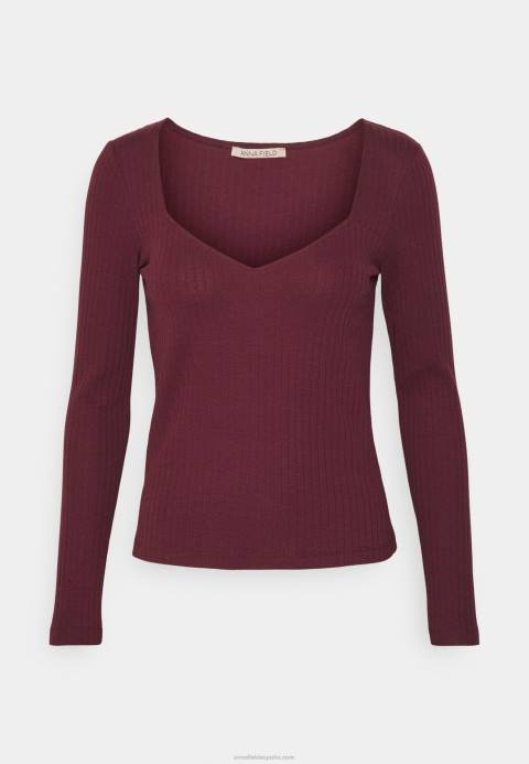 mujer top manga larga rojo oscuro Anna Field 84Z8530