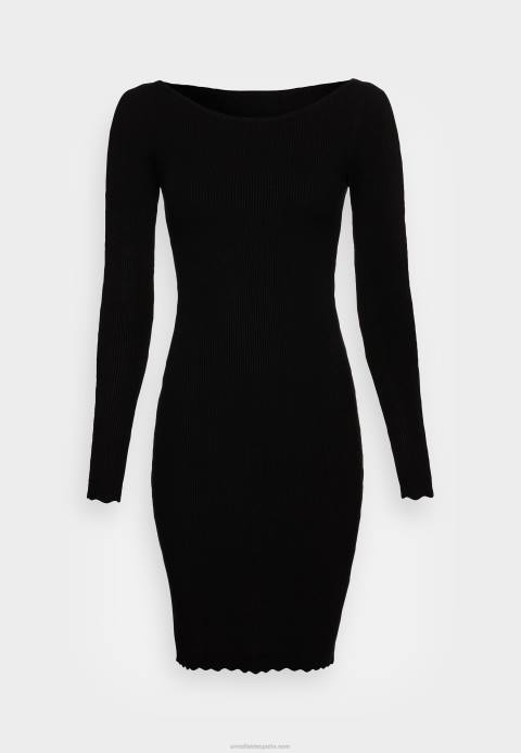 mujer barco ausschnitt mini strickkleid mit geschweiften rndern jersey vestido negro Anna Field 84Z8230