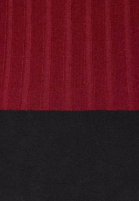 mujer crew ausschnitt ripp top bodycon mini strickkleid vestido recto rojo oscuro/negro Anna Field 84Z8217