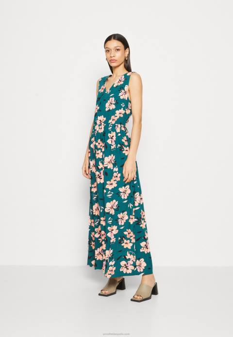 mujer maxi vestido verde oscuro/rosa Anna Field 84Z8224