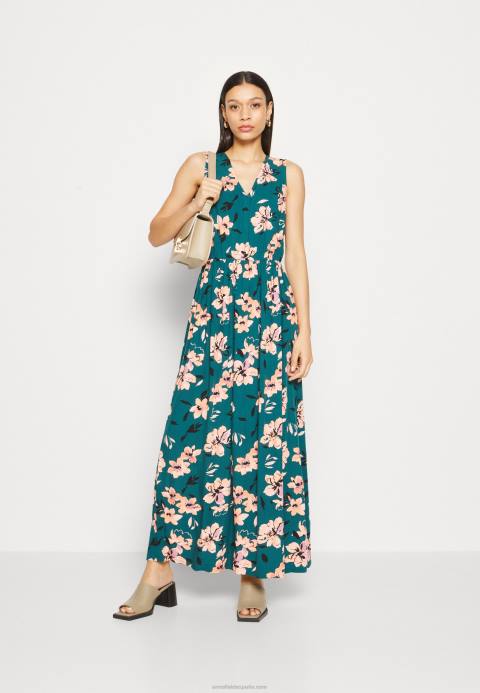 mujer maxi vestido verde oscuro/rosa Anna Field 84Z8224