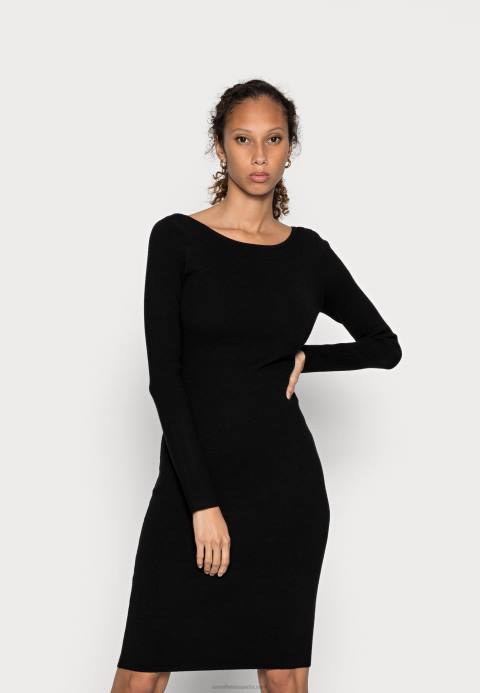 mujer offener rcken bodycon mini strickkleid vestido recto negro Anna Field 84Z8193