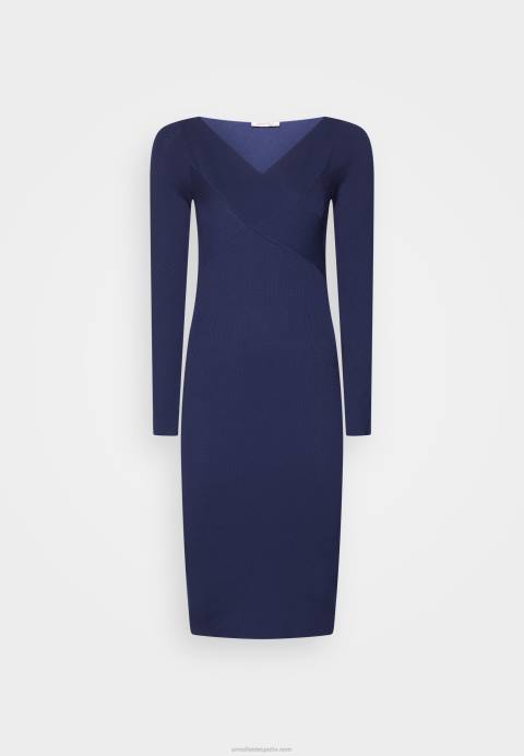 mujer v ausschnitt bodycon midi strickkleid vestido recto azul oscuro Anna Field 84Z8214
