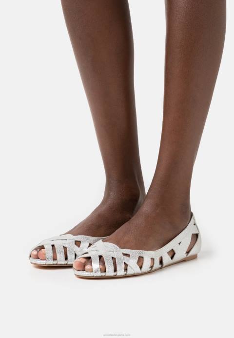 mujer Bailarinas peeptoe de piel plateadas Anna Field 84Z82142