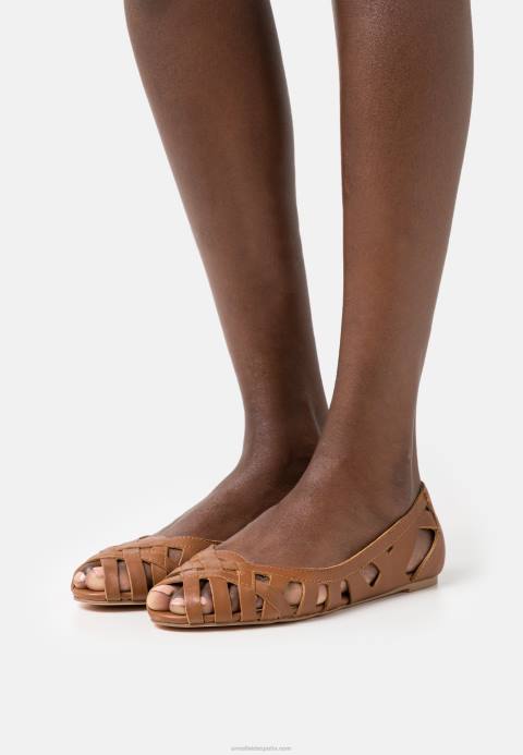 mujer bailarinas peeptoe de piel coñac Anna Field 84Z82125