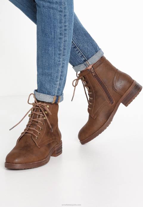 mujer bota de invierno botines con cordones café Anna Field 84Z82015