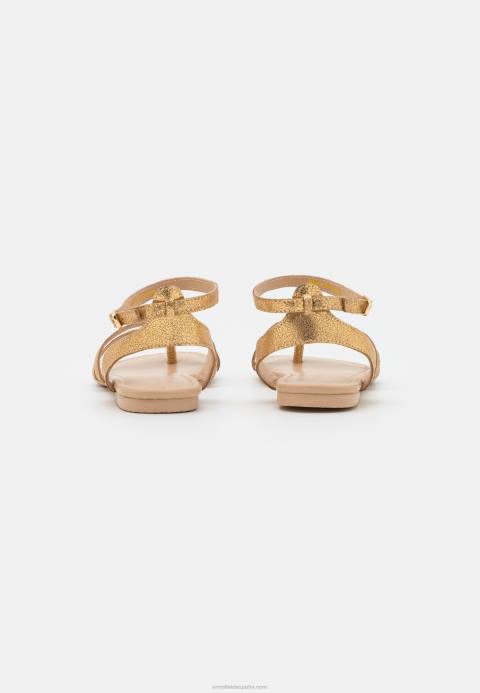 mujer sandalias de tira en T de cuero dorado Anna Field 84Z81529