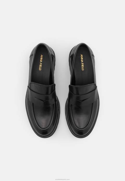 mujer slip-ons de cuero negro Anna Field 84Z81817